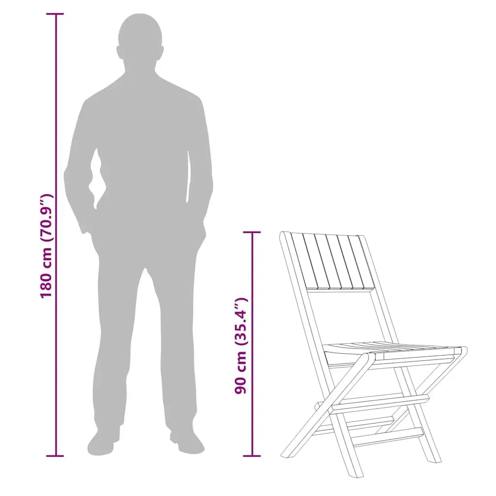 Folding Garden Chairs Solid Teak Wood 47 x 61 x 90 cm Brown 6 Piece