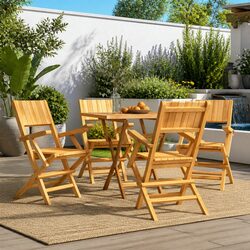 4 Durable Teak Folding Chairs for Outdoor Use