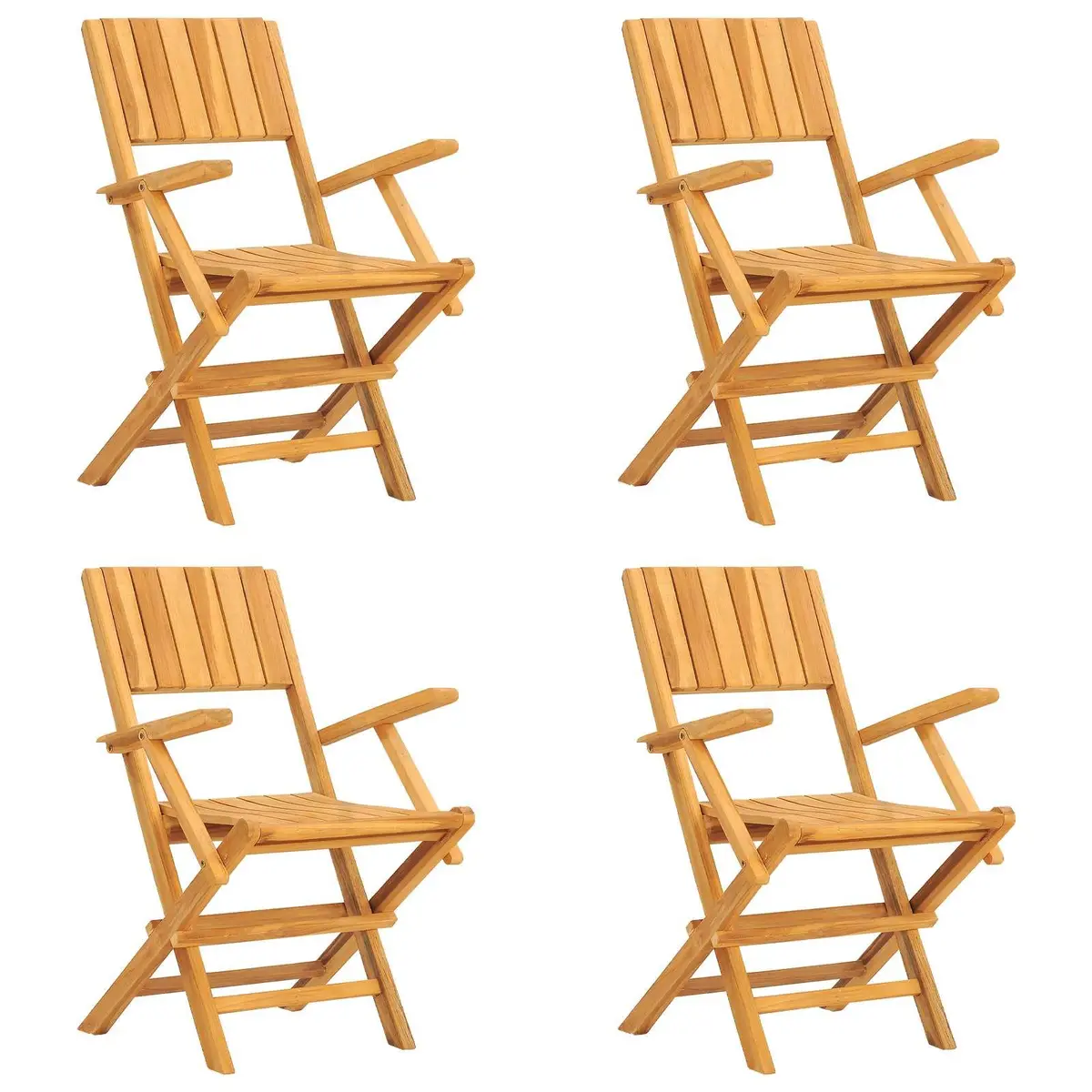 Folding Garden Chairs 4 pcs Outdoor Seating Solid Wood Teak Brown 55x61x90cm