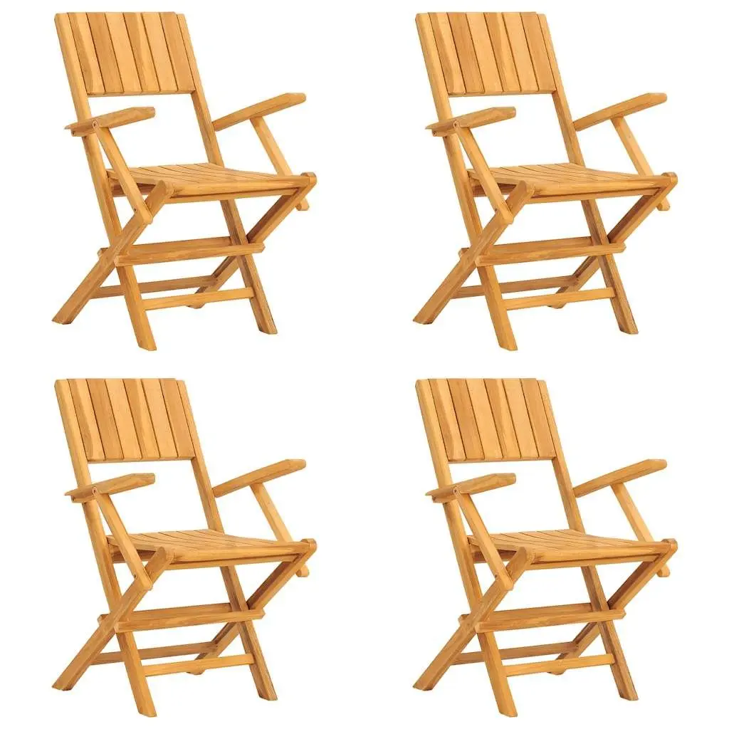 Folding Garden Chairs 4 pcs Outdoor Seating Solid Wood Teak Brown 55x61x90cm