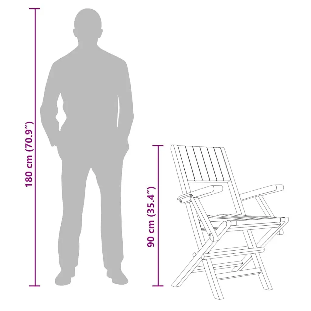 Folding Chairs Outdoor Seating Brown Solid Teak Wood 55x61x90cm Set of 6
