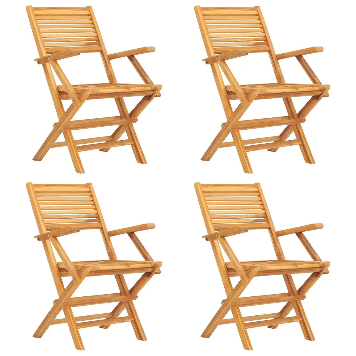 Outdoor Folding Garden Chairs 4 pcs Wooden Seating Backrest Armrests Brown