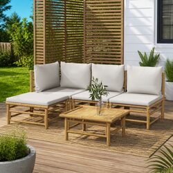Versatile 5-Piece Bamboo Garden Lounge Set for Your Home