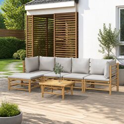 Versatile 6-Piece Bamboo Lounge Set for Outdoor Use