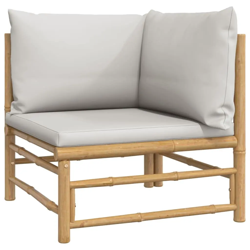 Garden Lounge Set Bamboo 6 Piece Outdoor Furniture Sectional Brown with Cushions