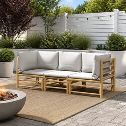 Practical 3-Piece Bamboo Lounge Set for Outdoor Use
