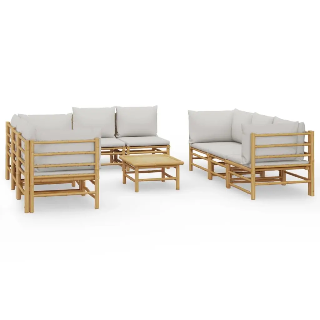 9 Piece Bamboo Lounge Set for Outdoor Use