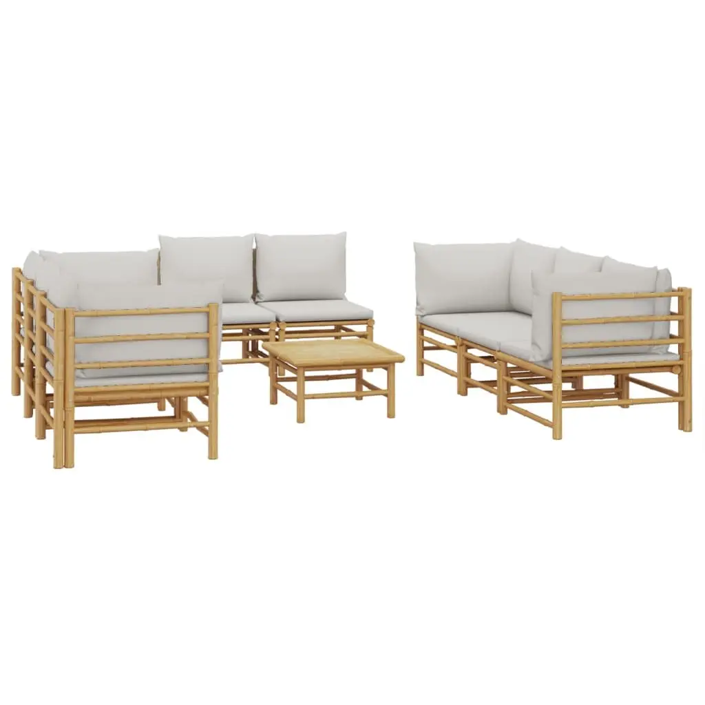 9 Piece Bamboo Lounge Set for Outdoor Use