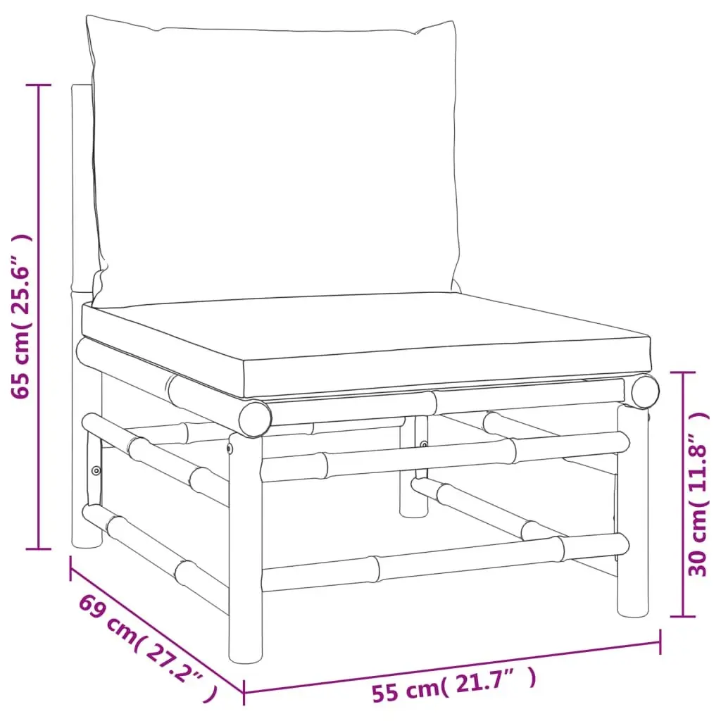 9 Piece Bamboo Lounge Set for Outdoor Use