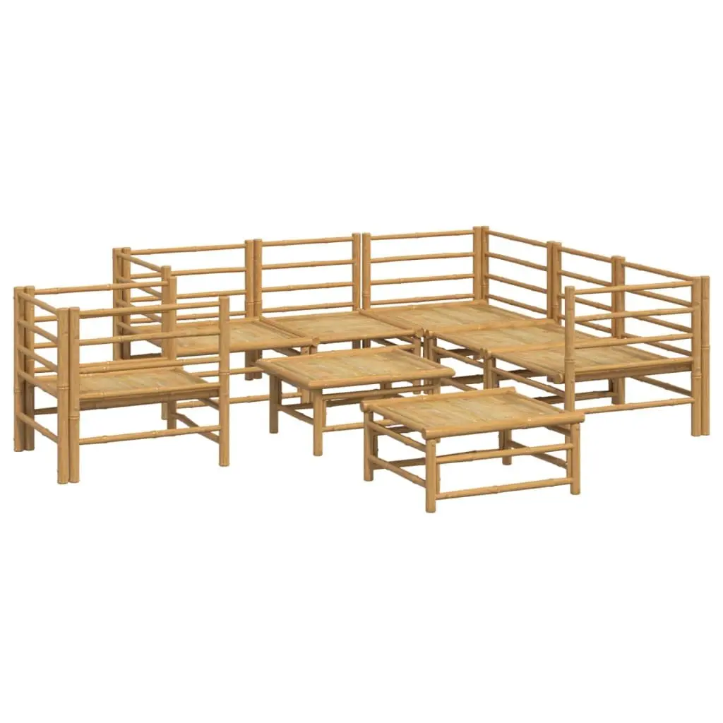 Bamboo Outdoor Furniture 8 Piece Modular Garden Lounge Set with Cushions Brown