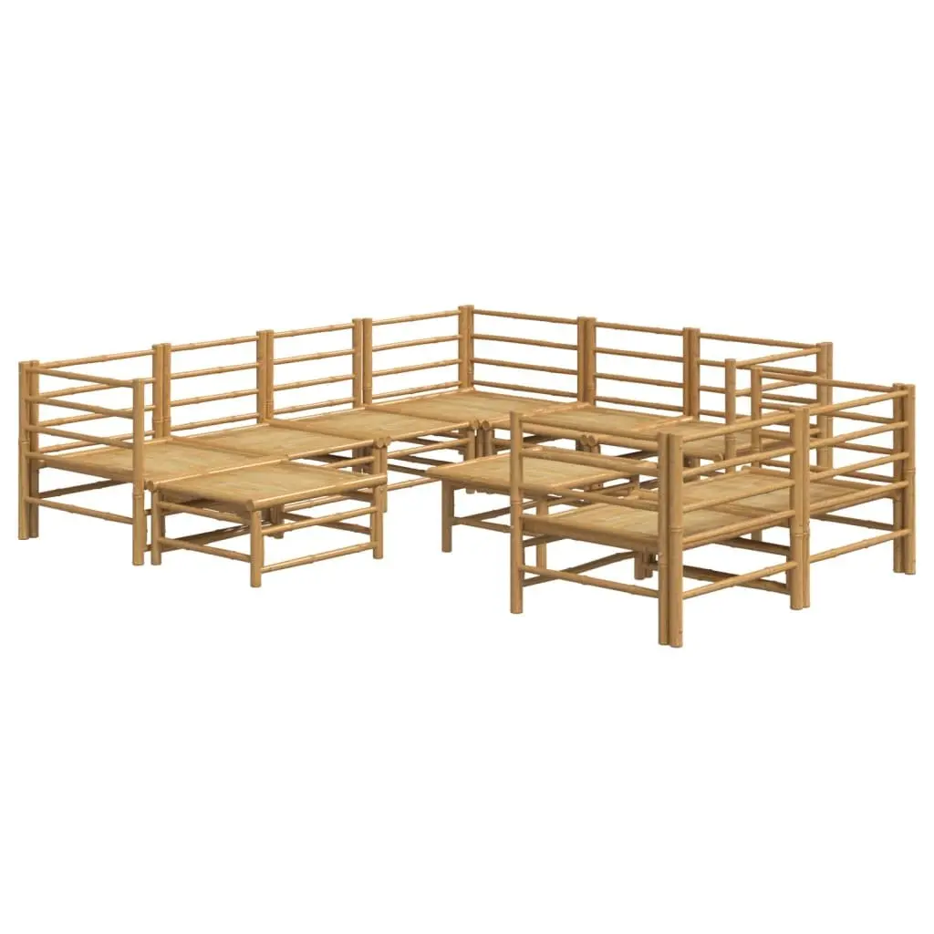 Garden Lounge Set Bamboo 10 Piece Outdoor Furniture with Cushions Brown