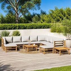 Versatile 12 Piece Bamboo Lounge Set for Outdoor Use