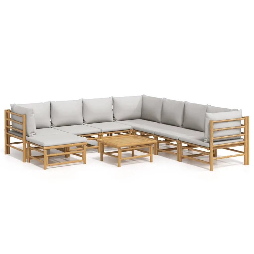 9 Piece Garden Lounge Set Bamboo Outdoor Furniture Modular Sofa Brown