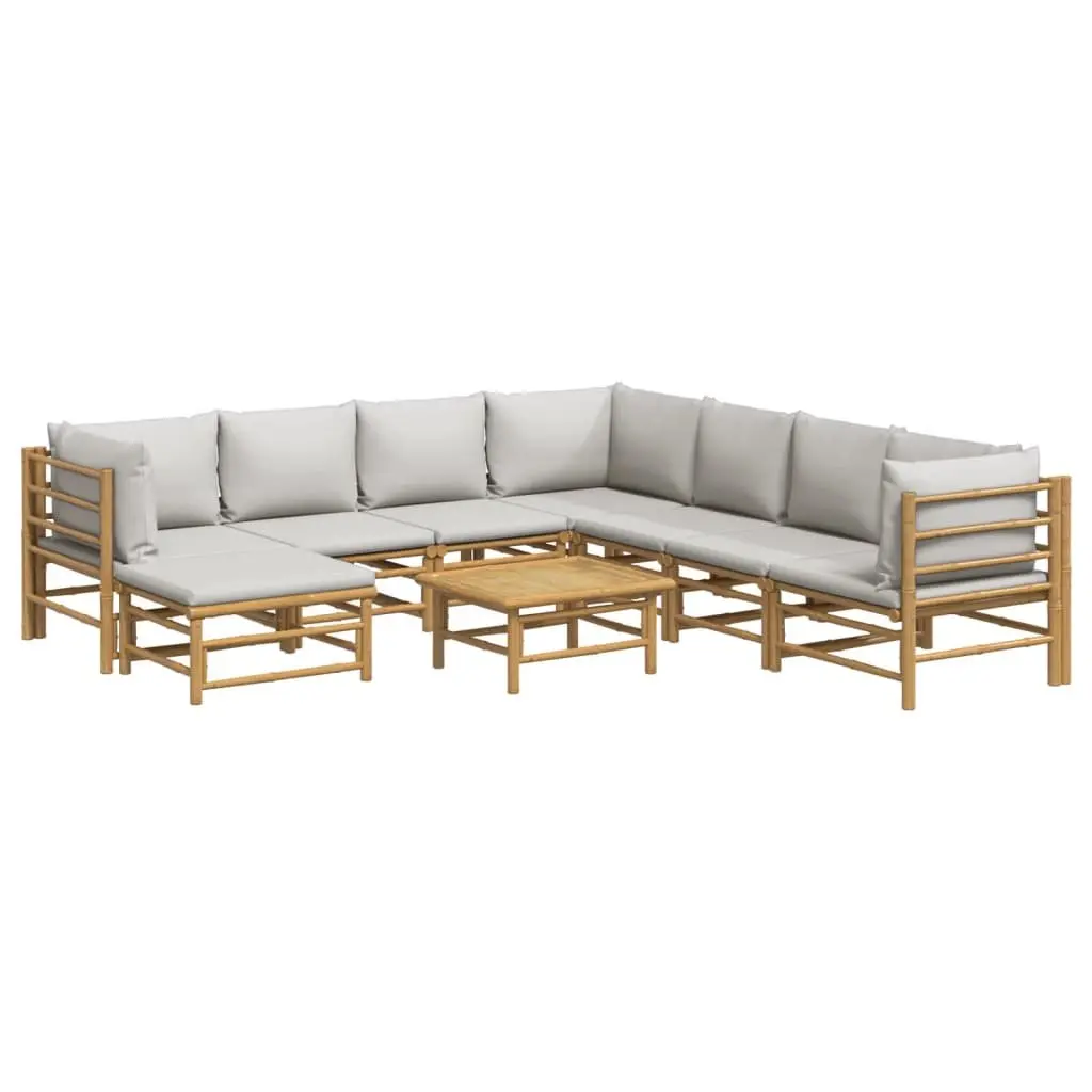 9 Piece Garden Lounge Set Bamboo Outdoor Furniture Modular Sofa Brown