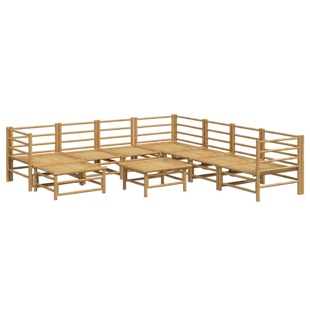 9 Piece Garden Lounge Set Bamboo Outdoor Furniture Modular Sofa Brown