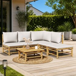 Practical 6-Piece Bamboo Lounge Set for Your Patio