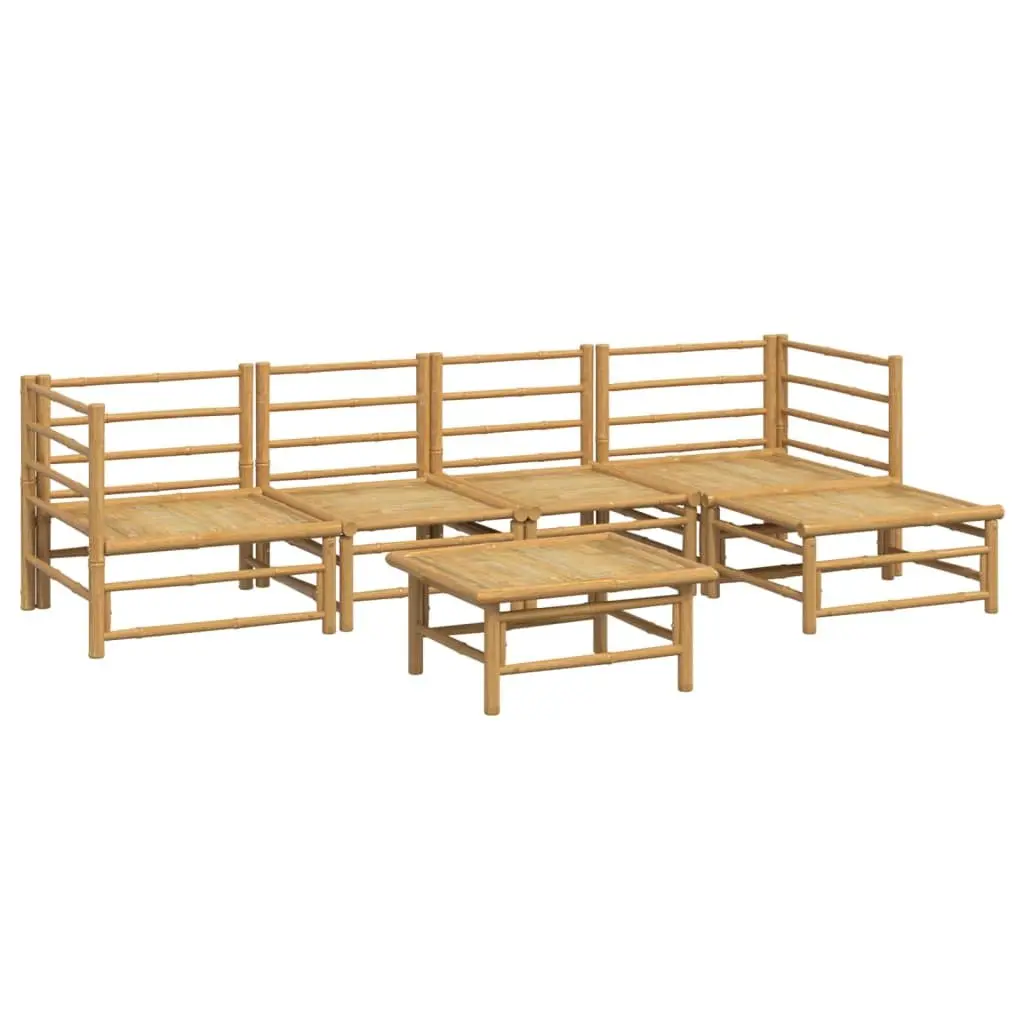 Bamboo Outdoor Lounge Set 6 Piece Modular Furniture Brown with Cushions