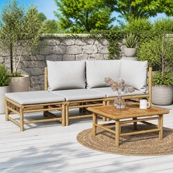 Versatile 3 Piece Bamboo Lounge Set for Outdoor Gatherings