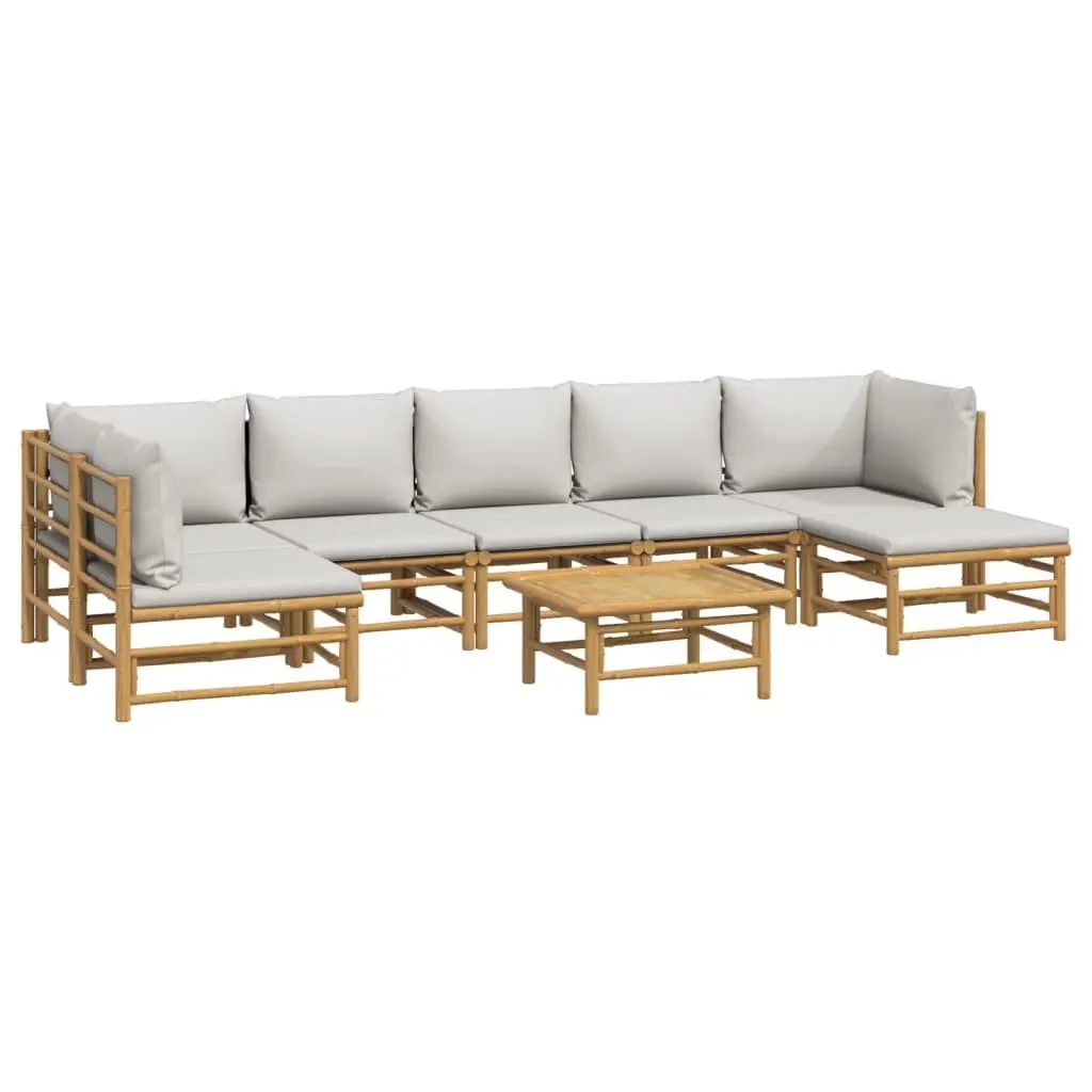 Outdoor Garden Lounge Set 8 Piece Bamboo Furniture with Cushions Patio Sofa