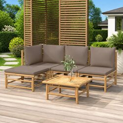 Practical 5 Piece Bamboo Lounge Set for Outdoor Enjoyment