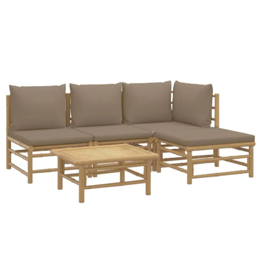 5 Piece Bamboo Lounge Set for Outdoor Enjoyment