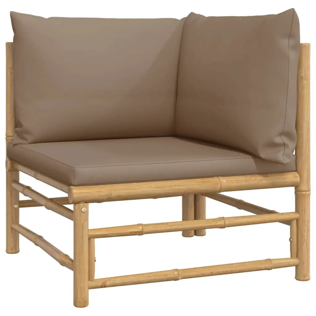 Garden Lounge Set 6 Piece Bamboo Outdoor Furniture with Cushions Patio Sofa