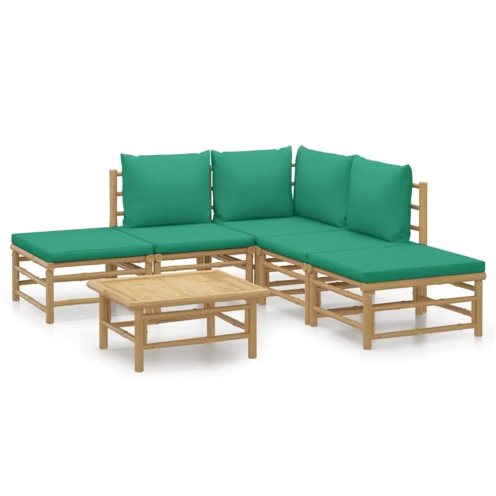 Bamboo Lounge Set Outdoor Furniture 6 Piece Modular Cushions Brown