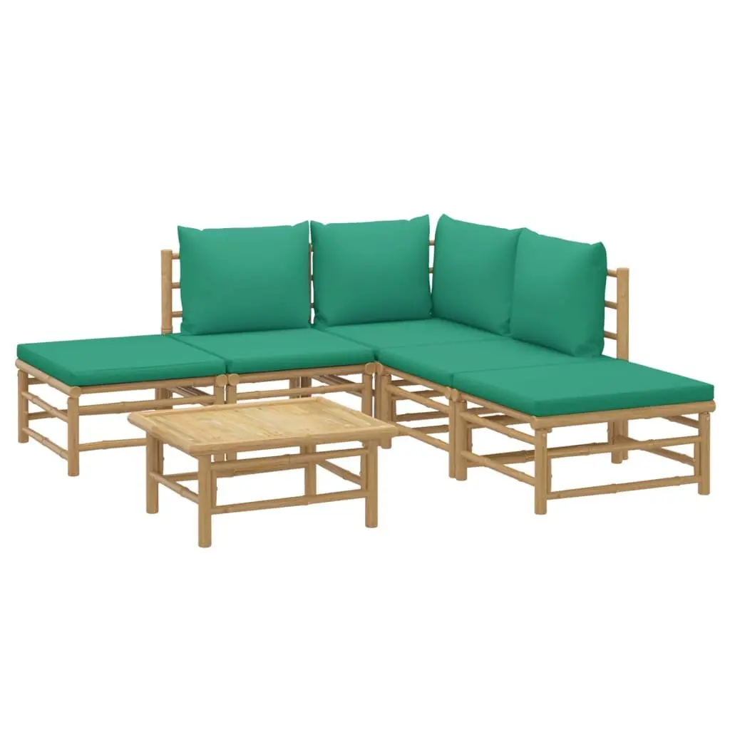 Bamboo Lounge Set Outdoor Furniture 6 Piece Modular Cushions Brown