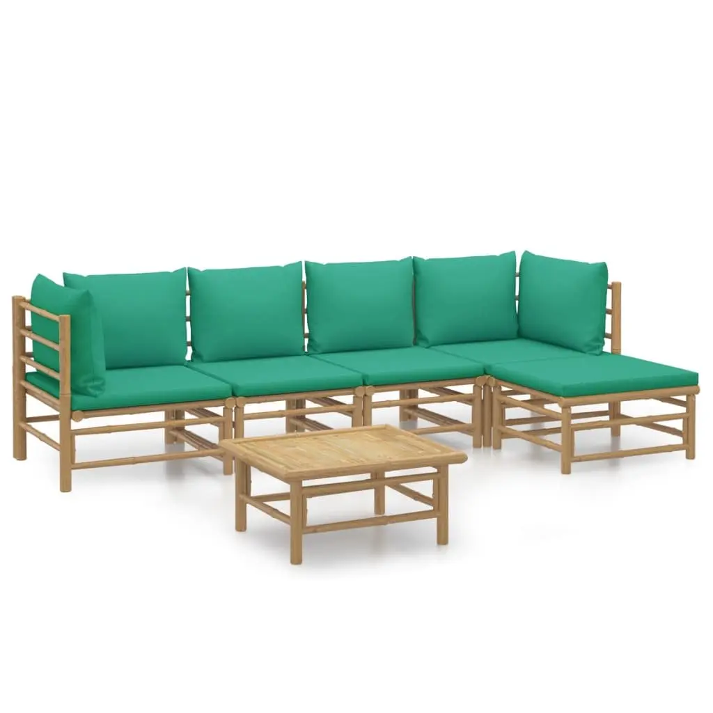 6 Piece Bamboo Garden Lounge Set Modular Outdoor Furniture with Cushions Brown