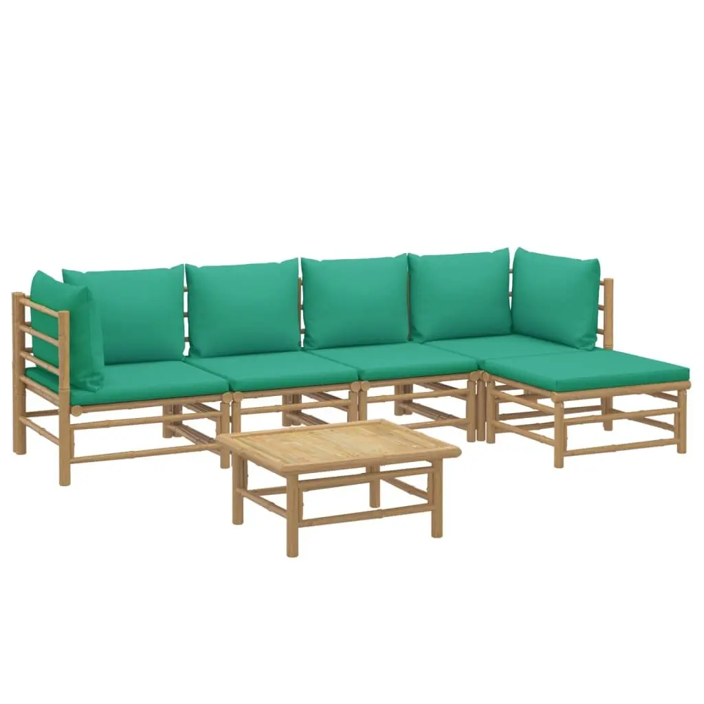 6 Piece Bamboo Garden Lounge Set Modular Outdoor Furniture with Cushions Brown