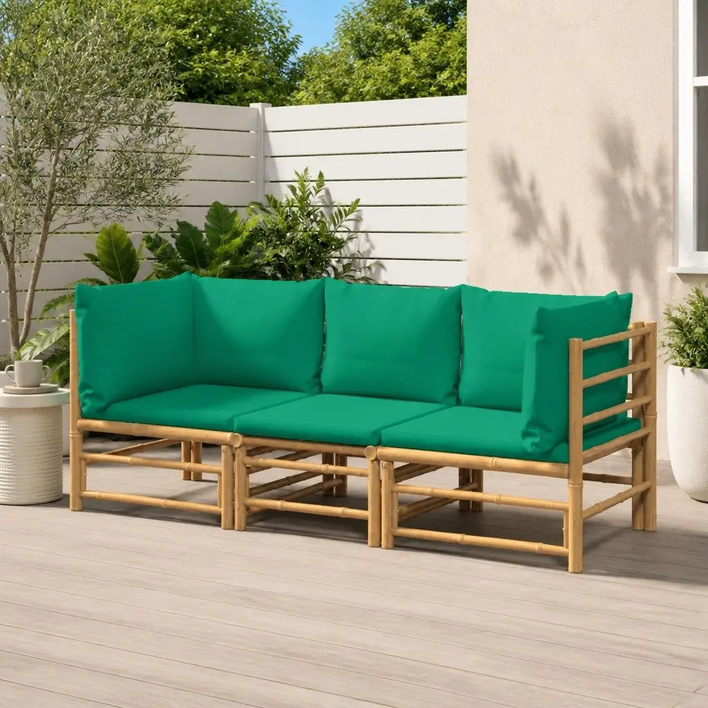 3 Piece Bamboo Lounge Set for Outdoor Use