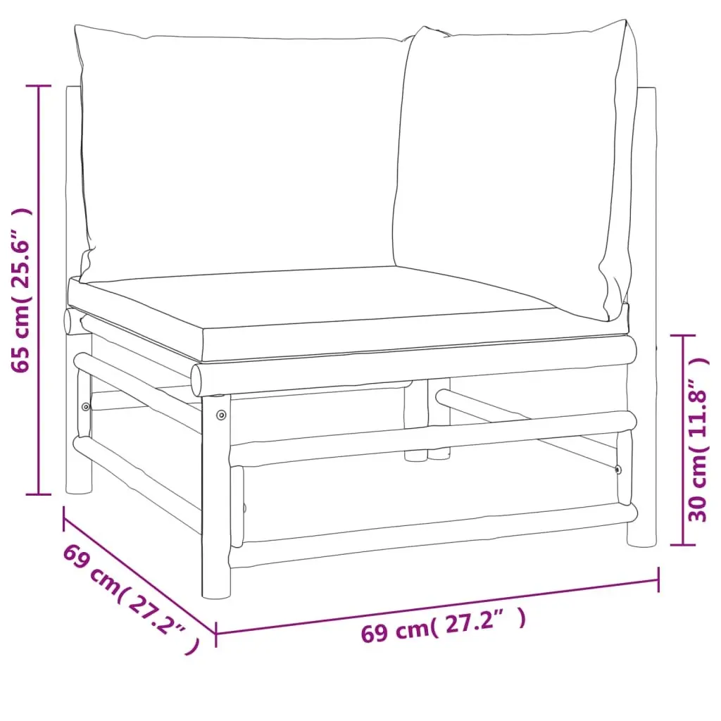 4 Piece Bamboo Garden Lounge Set Outdoor Furniture Brown