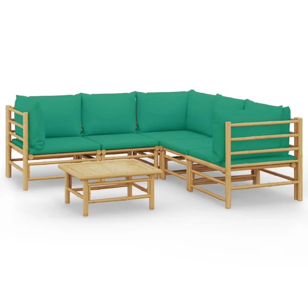 6 Piece Bamboo Garden Lounge Set Outdoor Furniture with Cushions Brown