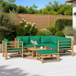 Versatile 8-Piece Bamboo Lounge Set for Outdoor Use