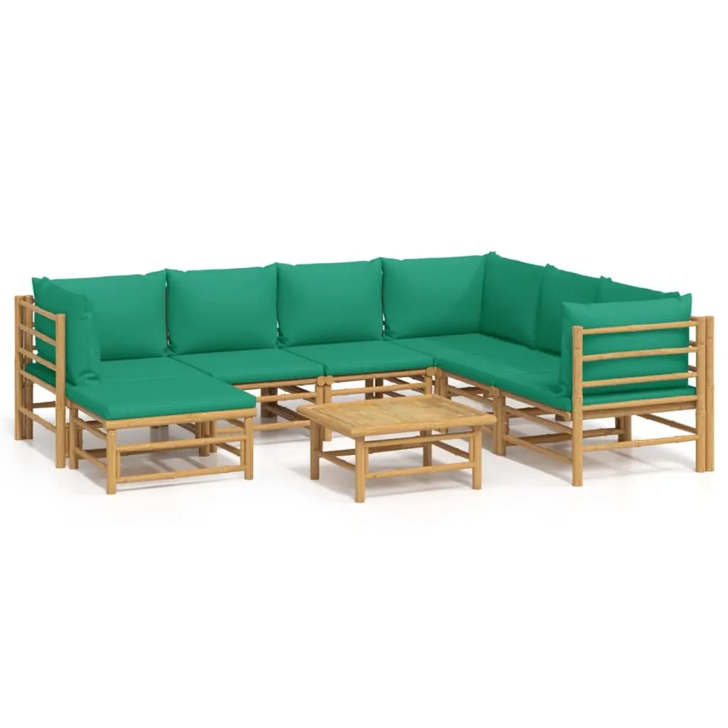 8 Piece Outdoor Lounge Set Modular Bamboo Furniture with Cushions Brown