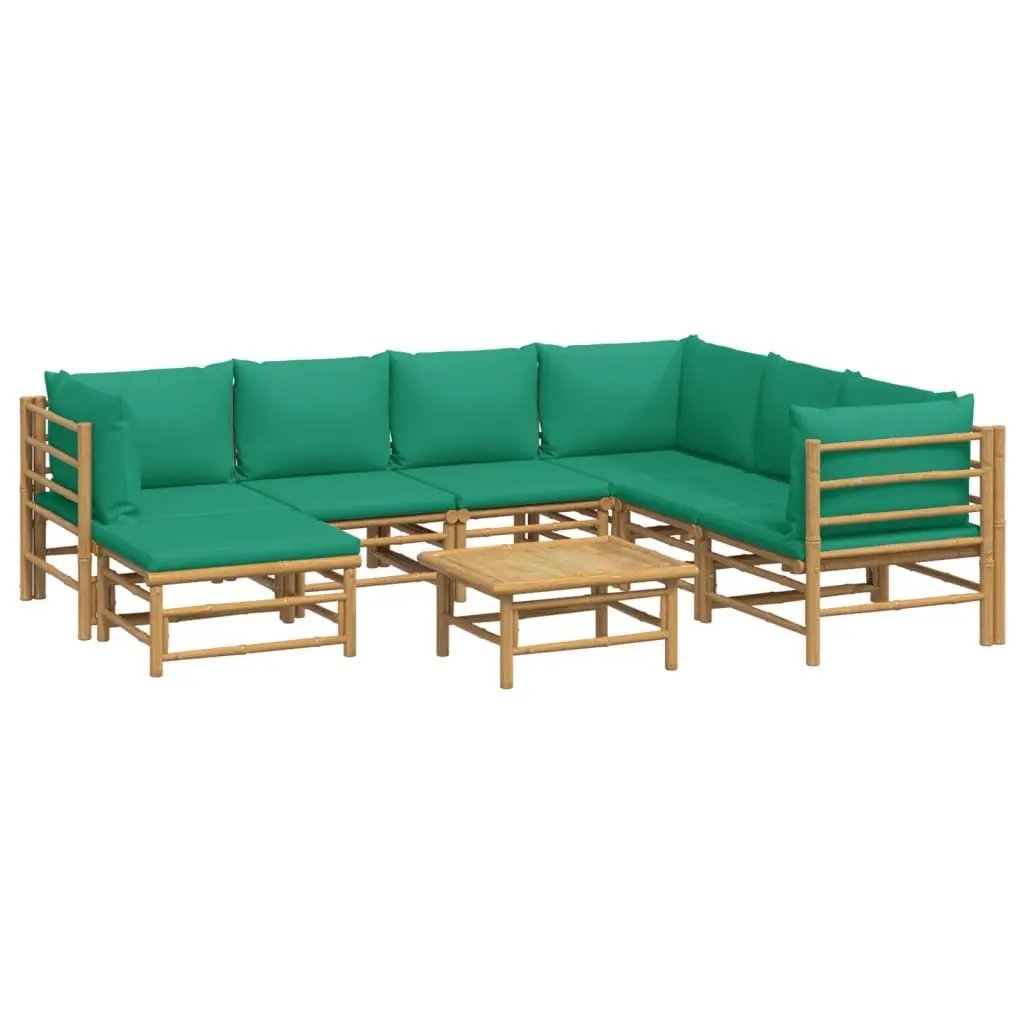 8 Piece Outdoor Lounge Set Modular Bamboo Furniture with Cushions Brown
