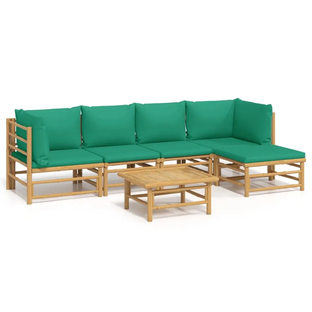 Garden Lounge Set Bamboo 6 Piece Modular Outdoor Furniture Sofa with Cushions Brown