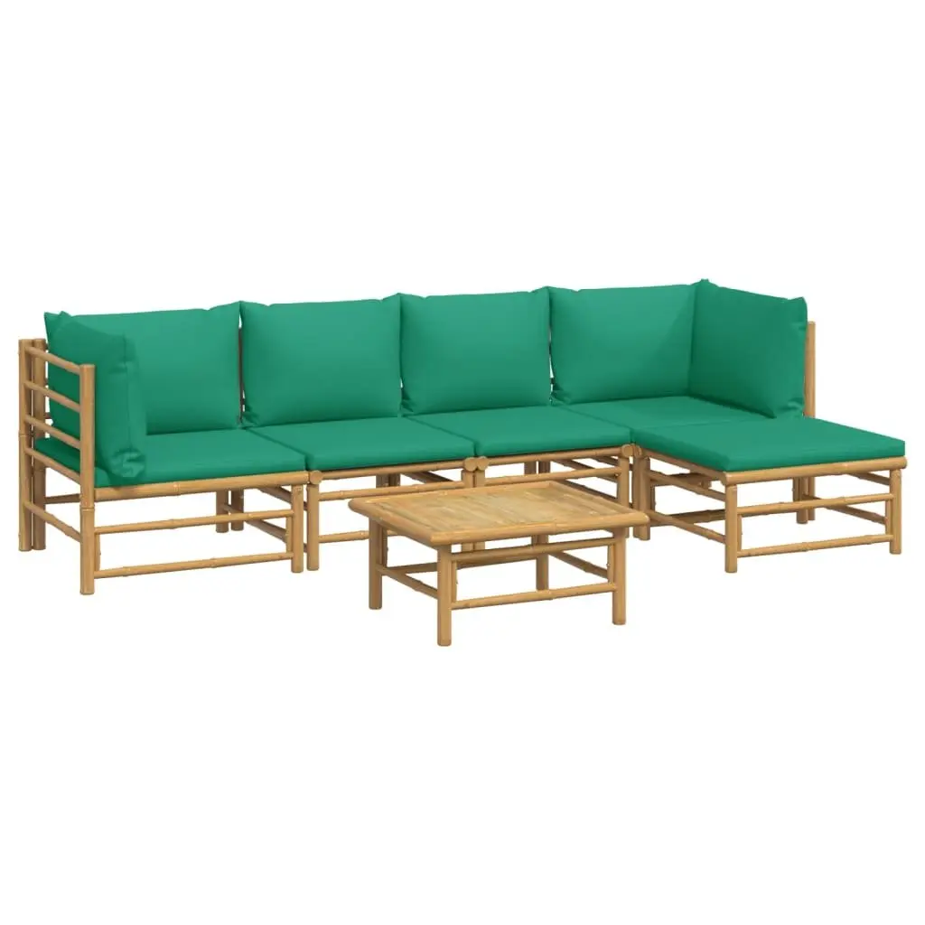 Garden Lounge Set Bamboo 6 Piece Modular Outdoor Furniture Sofa with Cushions Brown