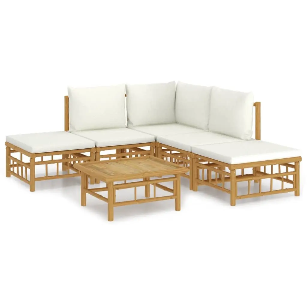 Garden Lounge Set 6 Piece Bamboo Outdoor Furniture with Cushions Brown