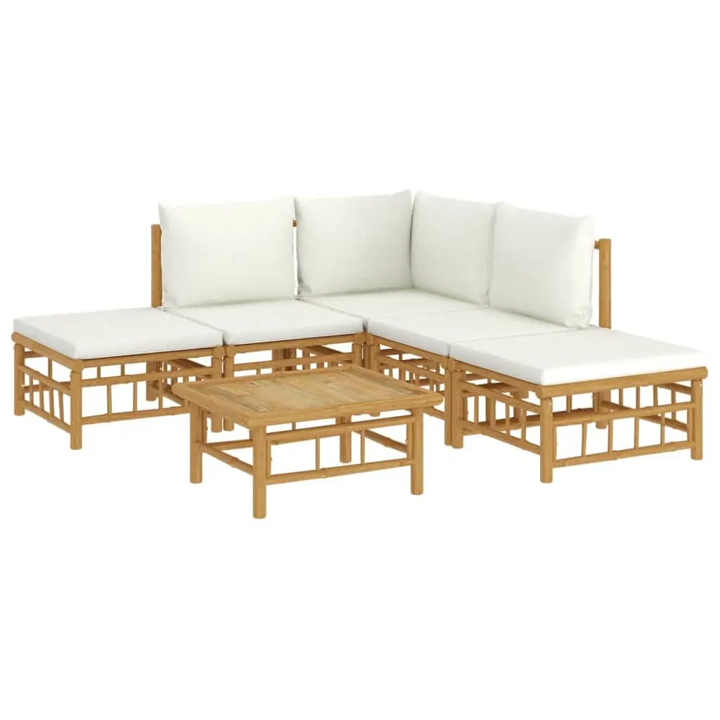 Garden Lounge Set 6 Piece Bamboo Outdoor Furniture with Cushions Brown