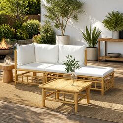 Practical 4-Piece Bamboo Lounge Set for Outdoors