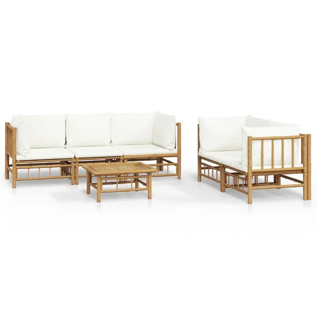 Garden Lounge Set 6 Piece Bamboo Outdoor Furniture with Cushions Brown