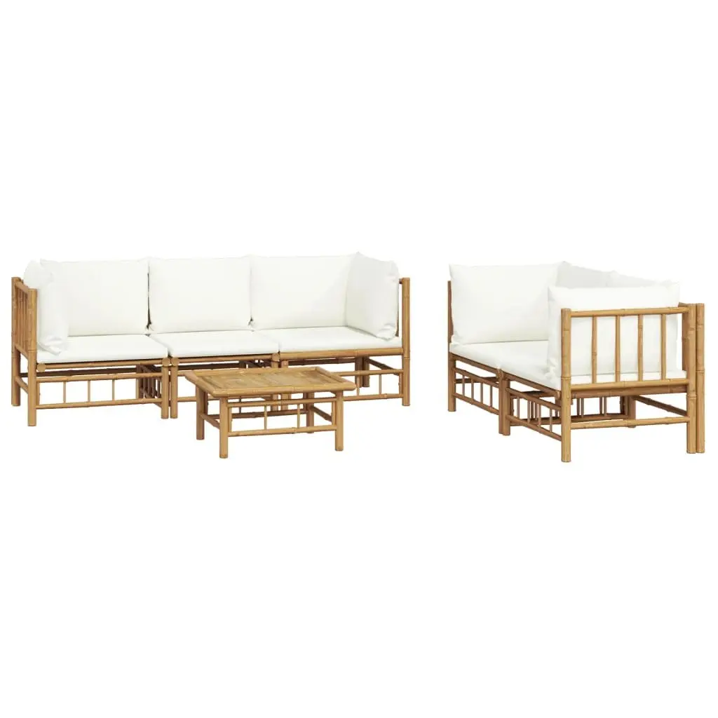 Garden Lounge Set 6 Piece Bamboo Outdoor Furniture with Cushions Brown