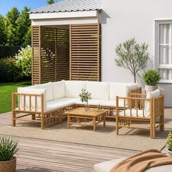 Practical 7-Piece Bamboo Lounge Set for Any Outdoor Use