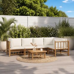 Practical 6 Piece Bamboo Lounge Set for Outdoors