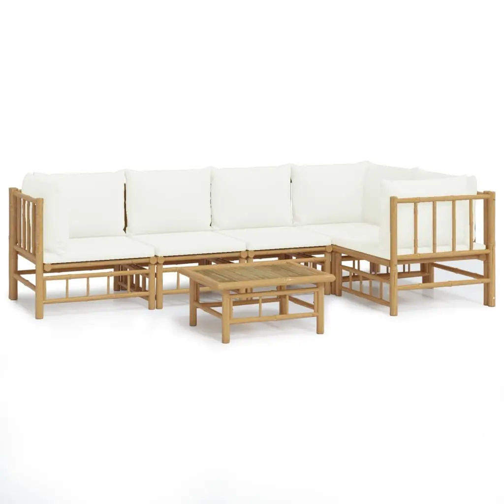 Bamboo Outdoor Lounge Set Modular 6 Piece Garden Furniture Brown with Cushions