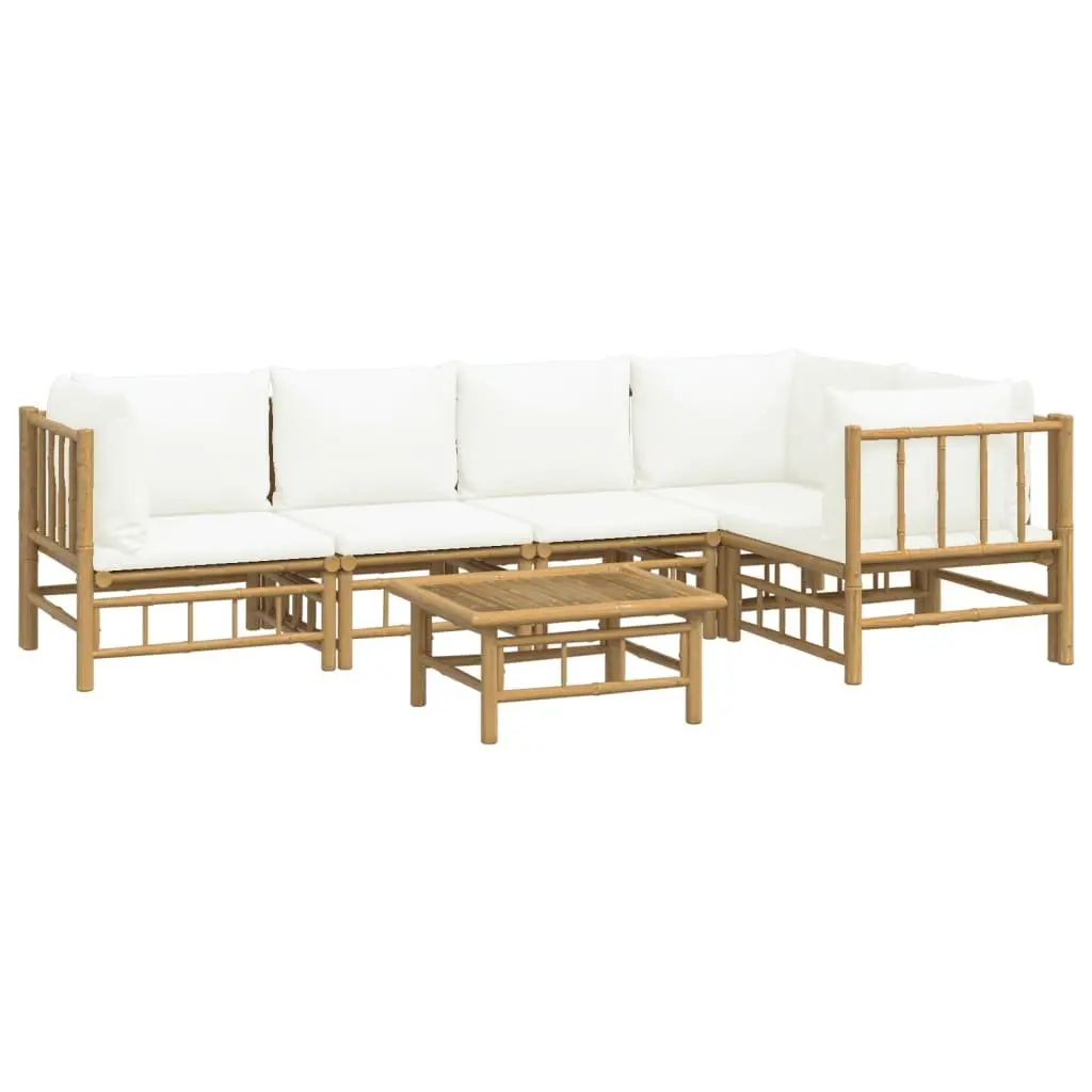 Bamboo Outdoor Lounge Set Modular 6 Piece Garden Furniture Brown with Cushions