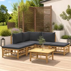Ideal 6-Piece Bamboo Lounge Set for Your Patio