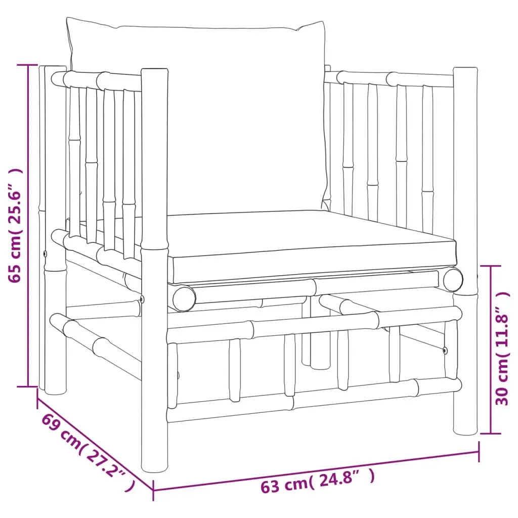 7 Piece Outdoor Furniture Lounge Set Modular Bamboo Sofa with Cushions Table Brown