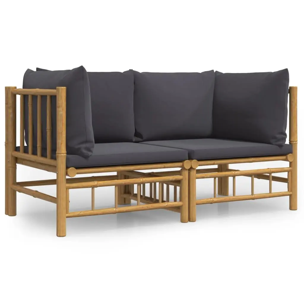 Corner Sofa Set Bamboo Outdoor Furniture 2 pcs Brown